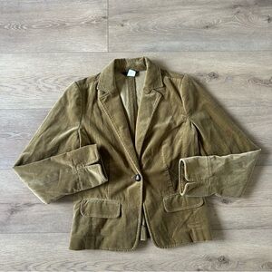 Vintage J. Crew Velvet Blazer Jacket Sz 6 Green